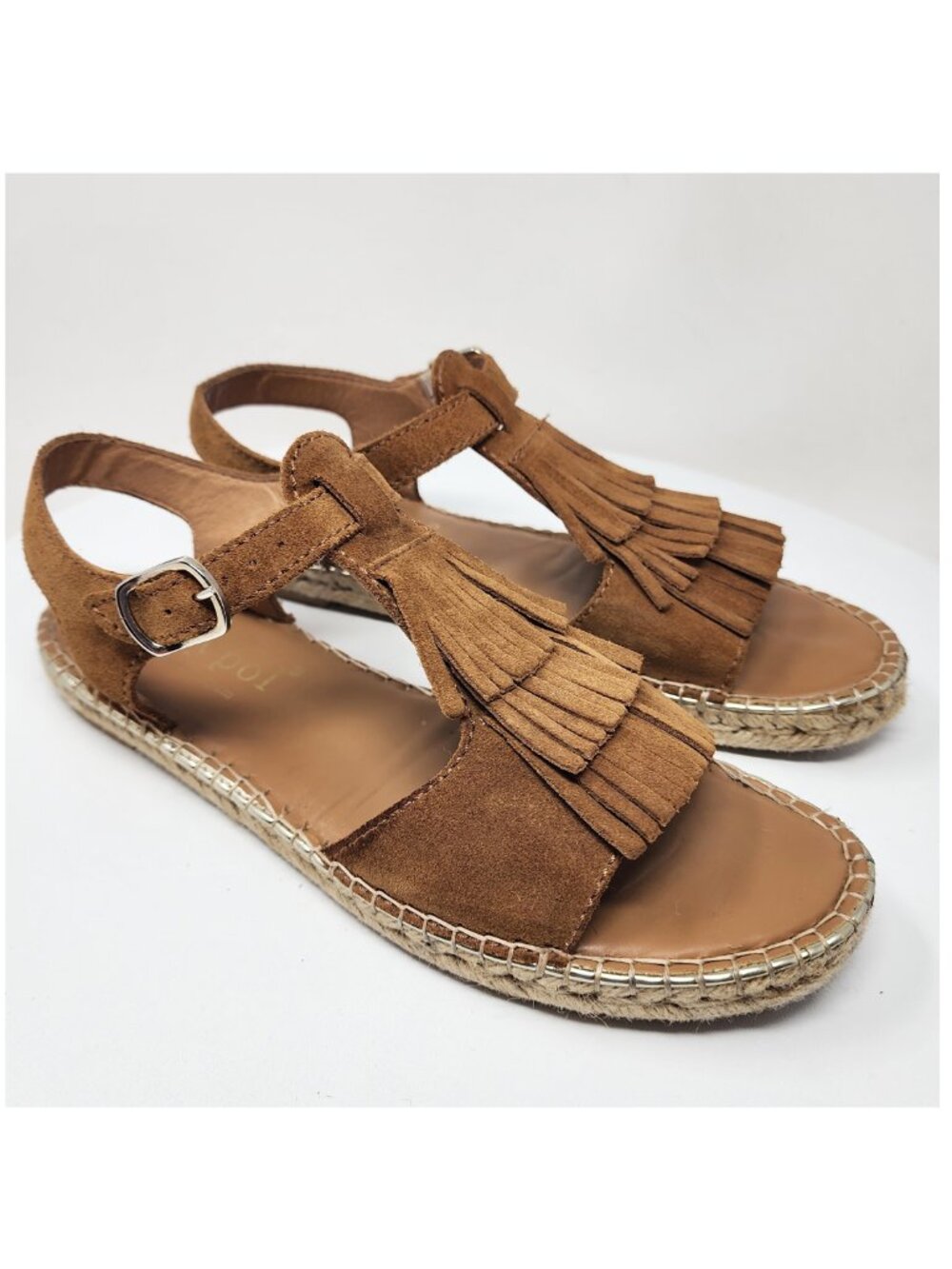 Anthro Maypol Kiltie Fringed Espadrille Sandals Women EU40/US9.5 Brown Suede